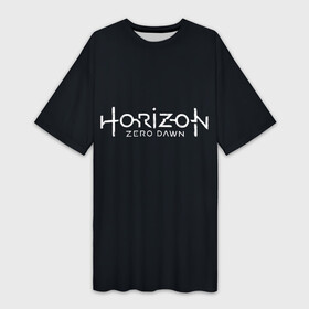 Платье-футболка 3D с принтом HORIZON ZERO DAWN в Курске,  |  | aloy | game | horizon zero dawn | hunter | machine | mecha | robot | snow | spear | the frozen wilds | weapon | игры | постапокалипсис | роботы | фентези | элой