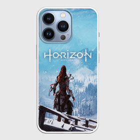 Чехол для iPhone 13 Pro с принтом HORIZON ZERO DAWN в Курске,  |  | Тематика изображения на принте: aloy | game | horizon zero dawn | hunter | machine | mecha | robot | snow | spear | the frozen wilds | weapon | игры | постапокалипсис | роботы | фентези | элой