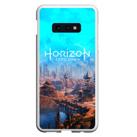 Чехол для Samsung S10E с принтом HORIZON ZERO DAWN в Курске, Силикон | Область печати: задняя сторона чехла, без боковых панелей | aloy | game | horizon zero dawn | hunter | machine | mecha | robot | snow | spear | the frozen wilds | weapon | игры | постапокалипсис | роботы | фентези | элой