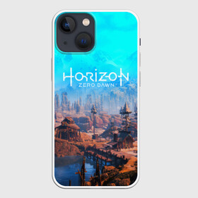 Чехол для iPhone 13 mini с принтом HORIZON ZERO DAWN в Курске,  |  | aloy | game | horizon zero dawn | hunter | machine | mecha | robot | snow | spear | the frozen wilds | weapon | игры | постапокалипсис | роботы | фентези | элой