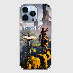 Чехол для iPhone 13 Pro с принтом HORIZON ZERO DAWN в Курске,  |  | Тематика изображения на принте: aloy | game | horizon zero dawn | hunter | machine | mecha | robot | snow | spear | the frozen wilds | weapon | игры | постапокалипсис | роботы | фентези | элой