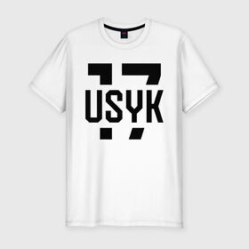 Мужская футболка премиум с принтом USYK 17 в Курске, 92% хлопок, 8% лайкра | приталенный силуэт, круглый вырез ворота, длина до линии бедра, короткий рукав | usyk | wbc | боец | бокс | боксер | украина | усик | чемпион