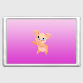 Магнит 45*70 с принтом Танцующая свинка в Курске, Пластик | Размер: 78*52 мм; Размер печати: 70*45 | 2019 | голубоглазая | новыйгод | поросенок | пятачок | розовый | свинка | символгода | танцующаясвинка | танцы
