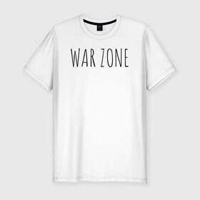 Мужская футболка премиум с принтом WAR ZONE в Курске, 92% хлопок, 8% лайкра | приталенный силуэт, круглый вырез ворота, длина до линии бедра, короткий рукав | trend | war zone | warzone | военная зона