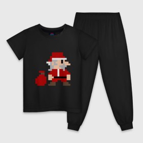 Детская пижама хлопок с принтом Pixel Santa в Курске, 100% хлопок |  брюки и футболка прямого кроя, без карманов, на брюках мягкая резинка на поясе и по низу штанин
 | 8 bit | 8 бит | 8bit | geek | oldschool | pixel | santa | santa claus | дед мороз | игра | олдскул | пиксель | пиксельный | санта | санта клаус
