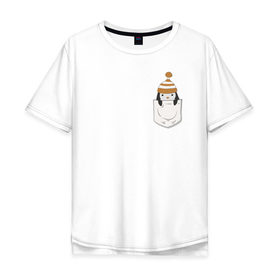 Мужская футболка хлопок Oversize с принтом Карманный пингвин в Курске, 100% хлопок | свободный крой, круглый ворот, “спинка” длиннее передней части | 