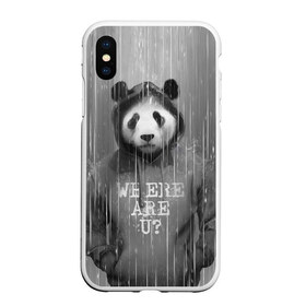 Чехол для iPhone XS Max матовый с принтом Панда в Курске, Силикон | Область печати: задняя сторона чехла, без боковых панелей | Тематика изображения на принте: дождь | животные | капюшон | кофта | медведь | мишка | панда | природа | хипстер