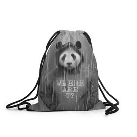 Рюкзак-мешок 3D с принтом Панда в Курске, 100% полиэстер | плотность ткани — 200 г/м2, размер — 35 х 45 см; лямки — толстые шнурки, застежка на шнуровке, без карманов и подкладки | дождь | животные | капюшон | кофта | медведь | мишка | панда | природа | хипстер