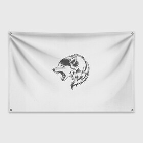 Флаг-баннер с принтом Волк с шевелюрой в Курске, 100% полиэстер | размер 67 х 109 см, плотность ткани — 95 г/м2; по краям флага есть четыре люверса для крепления | волк | шевелюра