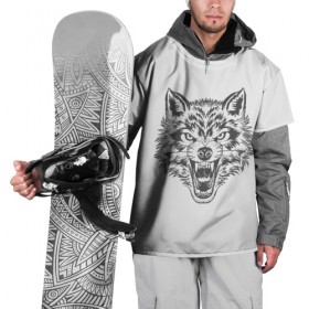 Накидка на куртку 3D с принтом Свирепый волк в Курске, 100% полиэстер |  | волк | опасное лицо | свирепость | свирепый | суровый взгляд | хищная рожа | хищник