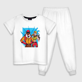 Детская пижама хлопок с принтом Fortnite в Курске, 100% хлопок |  брюки и футболка прямого кроя, без карманов, на брюках мягкая резинка на поясе и по низу штанин
 | 