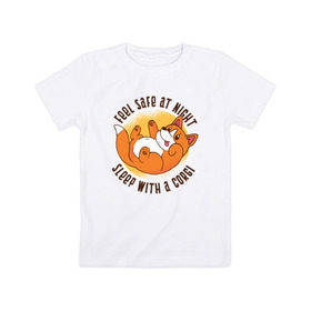 Детская футболка хлопок с принтом Корги в Курске, 100% хлопок | круглый вырез горловины, полуприлегающий силуэт, длина до линии бедер | corgi | dog | корги | собака | собаки | собачка