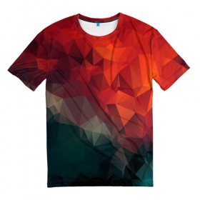 Мужская футболка 3D с принтом Краски Абстракт в Курске, 100% полиэфир | прямой крой, круглый вырез горловины, длина до линии бедер | абстракт | горы | градиент | краски | красный | кружево | кубики