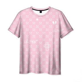 Мужская футболка 3D с принтом Lil Peep pink pattern в Курске, 100% полиэфир | прямой крой, круглый вырез горловины, длина до линии бедер | benz truck | girls | gustav ahr | heart | hip hop | lil | lil peep | look at the sky tonight | love | peep | rap | rose | лил | лилпип | паттерн | пип | рэп | хип хоп | эмо | эмо реп