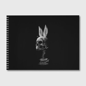 Альбом для рисования с принтом Зая в Курске, 100% бумага
 | матовая бумага, плотность 200 мг. | бабочки | животные | зая | заяц | кости | кролик | череп | черно белый | черное и белое
