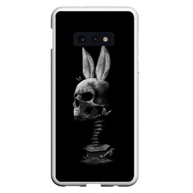 Чехол для Samsung S10E с принтом Зая в Курске, Силикон | Область печати: задняя сторона чехла, без боковых панелей | бабочки | животные | зая | заяц | кости | кролик | череп | черно белый | черное и белое