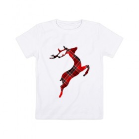 Детская футболка хлопок с принтом Рождественский олень в Курске, 100% хлопок | круглый вырез горловины, полуприлегающий силуэт, длина до линии бедер | 