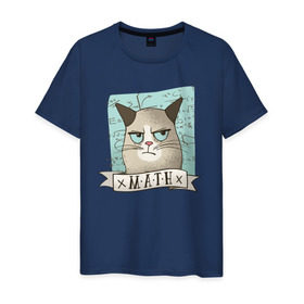Мужская футболка хлопок с принтом Котик не любит Математику в Курске, 100% хлопок | прямой крой, круглый вырез горловины, длина до линии бедер, слегка спущенное плечо. | алгебра | геометрия | кот | котик | котэ | кошка | математика