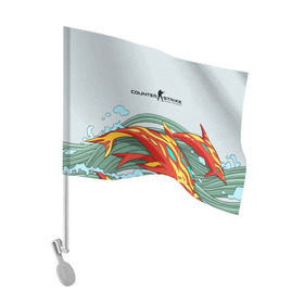 Флаг для автомобиля с принтом CS GO:Aquamarine Revenge в Курске, 100% полиэстер | Размер: 30*21 см | awp | counter strike | cyber sport | game | hyper beast | skin | sport | авп | игры | скин | скоростной зверь