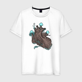 Мужская футболка хлопок с принтом Wood heart в Курске, 100% хлопок | прямой крой, круглый вырез горловины, длина до линии бедер, слегка спущенное плечо. | heart | wood | абстракция | дерево | лес | растение | рисунок | сердце | футболка