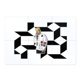 Магнитный плакат 3Х2 с принтом Элджей в Курске, Полимерный материал с магнитным слоем | 6 деталей размером 9*9 см | Тематика изображения на принте: 3d | sayonara boy | группа | квадратики | кубики | лого | логотип | морген | музыка | русский реп | сайонара | элджей