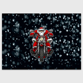 Поздравительная открытка с принтом Крутой Санта в Курске, 100% бумага | плотность бумаги 280 г/м2, матовая, на обратной стороне линовка и место для марки
 | art | bike | biker | christmas | happy new year | new year | road | santa | арт | байк | байкер | дед мороз | мотоцикл | на мотоцикле | новогодний | новый год | рождественский | рождество | санта | санта на байке