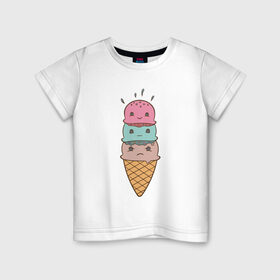 Детская футболка хлопок с принтом Мороженка в Курске, 100% хлопок | круглый вырез горловины, полуприлегающий силуэт, длина до линии бедер | 
