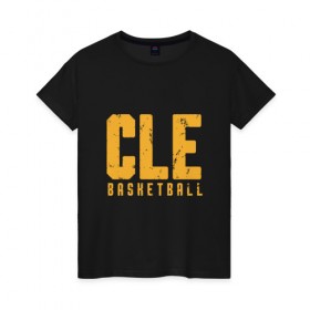 Женская футболка хлопок с принтом Cleveland Basketball в Курске, 100% хлопок | прямой крой, круглый вырез горловины, длина до линии бедер, слегка спущенное плечо | 