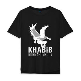 Мужская футболка хлопок Oversize с принтом Хабиб (Air) в Курске, 100% хлопок | свободный крой, круглый ворот, “спинка” длиннее передней части | air | eagle | khabib | nurmagomedov | ssru | нурмагомедов | орел | хабиб