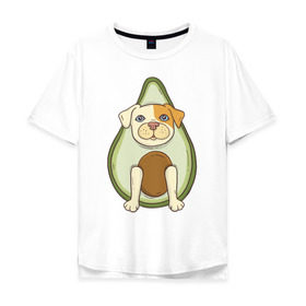Мужская футболка хлопок Oversize с принтом Питбуль Авокадо в Курске, 100% хлопок | свободный крой, круглый ворот, “спинка” длиннее передней части | dog | pitbull | авокадо | питбуль | собака | собаки