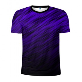 Мужская футболка 3D спортивная с принтом ШТРИХИ в Курске, 100% полиэстер с улучшенными характеристиками | приталенный силуэт, круглая горловина, широкие плечи, сужается к линии бедра | abstraction | color | line | stripes | texture | абстракция | линии | полосы | текстура | фиолетовый | штрихи
