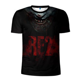 Мужская футболка 3D спортивная с принтом Resident Evil 2 в Курске, 100% полиэстер с улучшенными характеристиками | приталенный силуэт, круглая горловина, широкие плечи, сужается к линии бедра | Тематика изображения на принте: 2 | 2019 | dark | evil | game | horror | resident | zombie | зомби | зубы | игра | кровь | лого | обитель зла | ужас