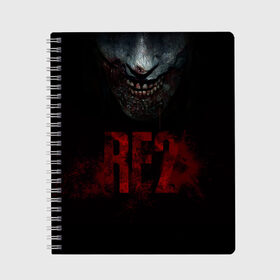 Тетрадь с принтом Resident Evil 2 в Курске, 100% бумага | 48 листов, плотность листов — 60 г/м2, плотность картонной обложки — 250 г/м2. Листы скреплены сбоку удобной пружинной спиралью. Уголки страниц и обложки скругленные. Цвет линий — светло-серый
 | 2 | 2019 | dark | evil | game | horror | resident | zombie | зомби | зубы | игра | кровь | лого | обитель зла | ужас