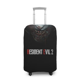 Чехол для чемодана 3D с принтом Resident Evil 2 в Курске, 86% полиэфир, 14% спандекс | двустороннее нанесение принта, прорези для ручек и колес | 2 | 2019 | dark | evil | game | horror | resident | zombie | зомби | зубы | игра | кровь | лого | обитель зла | ужас