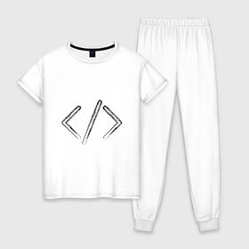 Женская пижама хлопок с принтом Программирование в Курске, 100% хлопок | брюки и футболка прямого кроя, без карманов, на брюках мягкая резинка на поясе и по низу штанин | html | код | программирование | программист