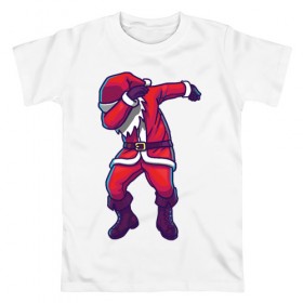 Мужская футболка хлопок с принтом Dab Santa в Курске, 100% хлопок | прямой крой, круглый вырез горловины, длина до линии бедер, слегка спущенное плечо. | Тематика изображения на принте: 