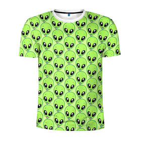 Мужская футболка 3D спортивная с принтом Инопланетяне в Курске, 100% полиэстер с улучшенными характеристиками | приталенный силуэт, круглая горловина, широкие плечи, сужается к линии бедра | зеленый | инопланетяне | инопланетянин | космос | нло | паттерн | повторение | пришельцы