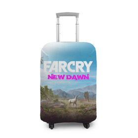 Чехол для чемодана 3D с принтом FAR CRY NEW DAWN в Курске, 86% полиэфир, 14% спандекс | двустороннее нанесение принта, прорези для ручек и колес | action | far cry | far cry new dawn | game | gamer | montana | player | shooter | usa | врата эдема | знак | игра | культ | секта | символ | символика | шутер | эдем