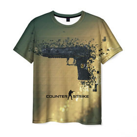 Мужская футболка 3D с принтом Counter Strike Glock в Курске, 100% полиэфир | прямой крой, круглый вырез горловины, длина до линии бедер | awp | counter strike | cyber sport | game | howl | skin | sport | авп | вой | игры | скин