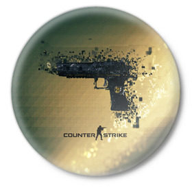 Значок с принтом Counter Strike Glock в Курске,  металл | круглая форма, металлическая застежка в виде булавки | awp | counter strike | cyber sport | game | howl | skin | sport | авп | вой | игры | скин