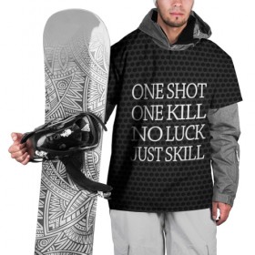 Накидка на куртку 3D с принтом One Shot One Kill в Курске, 100% полиэстер |  | Тематика изображения на принте: counter strike. one shot | cs go | csgo | game | one kill | ван шот | лого | надпись | серый | текст