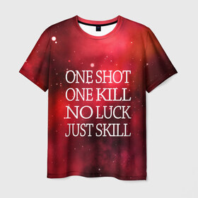 Мужская футболка 3D с принтом One Shot One Kill в Курске, 100% полиэфир | прямой крой, круглый вырез горловины, длина до линии бедер | counter strike. one shot | cs go | csgo | game | one kill | ван шот | красный | лого | надпись | текст