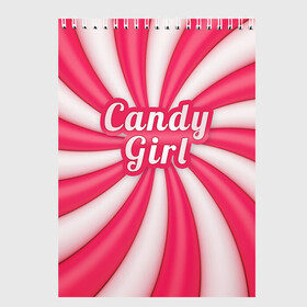 Скетчбук с принтом Candy Girl в Курске, 100% бумага
 | 48 листов, плотность листов — 100 г/м2, плотность картонной обложки — 250 г/м2. Листы скреплены сверху удобной пружинной спиралью | вкусняшка | карамель | конфета | милый | няша | розовый | сладкая девочка | сладость