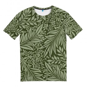 Мужская футболка 3D с принтом Flowers Green в Курске, 100% полиэфир | прямой крой, круглый вырез горловины, длина до линии бедер | Тематика изображения на принте: art | flower | green | абстракция | арт | листья | пано | цветы