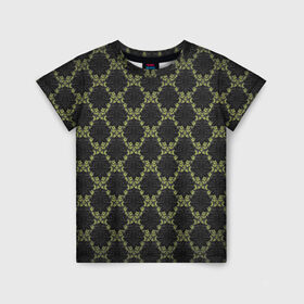 Детская футболка 3D с принтом Victorian - 36577512ik в Курске, 100% гипоаллергенный полиэфир | прямой крой, круглый вырез горловины, длина до линии бедер, чуть спущенное плечо, ткань немного тянется | Тематика изображения на принте: 36577512ik | black | gothic | gray | green | lace | pattern | style | texture | victorian | wallpaper | викторианский | готика | зеленый | кружево | обои | серый | стиль | текстура | черный