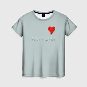 Женская футболка 3D с принтом Kanye West, 808s & Heartbreak в Курске, 100% полиэфир ( синтетическое хлопкоподобное полотно) | прямой крой, круглый вырез горловины, длина до линии бедер | 