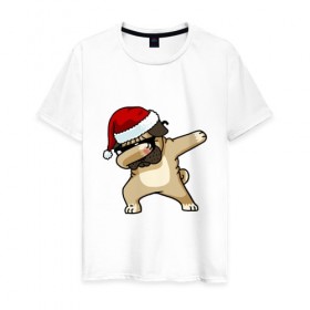 Мужская футболка хлопок с принтом DAB Dog в Курске, 100% хлопок | прямой крой, круглый вырез горловины, длина до линии бедер, слегка спущенное плечо. | Тематика изображения на принте: 