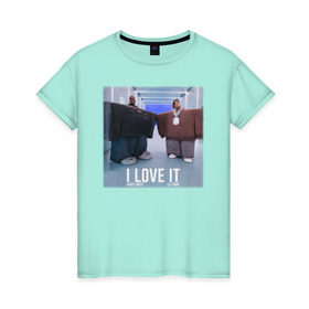 Женская футболка хлопок с принтом Kanye West Lil Pump - I Love I в Курске, 100% хлопок | прямой крой, круглый вырез горловины, длина до линии бедер, слегка спущенное плечо | 
