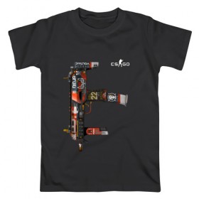 Мужская футболка хлопок с принтом CS GO лого на спине в Курске, 100% хлопок | прямой крой, круглый вырез горловины, длина до линии бедер, слегка спущенное плечо. | 