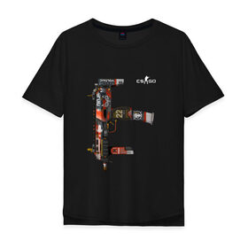 Мужская футболка хлопок Oversize с принтом CS GO лого на спине в Курске, 100% хлопок | свободный крой, круглый ворот, “спинка” длиннее передней части | 